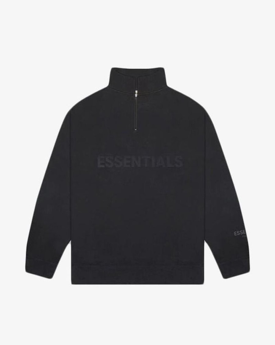 Secret Sneaker Store Online Fog Essentials Fw20 Silicon Applique Logo Black Half Zip Mockneck | Streetwear
