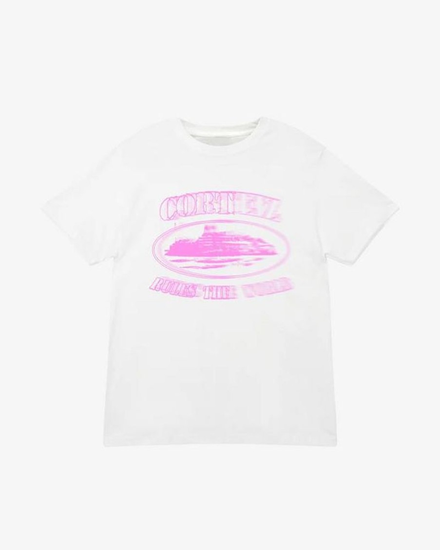 Secret Sneaker Store Online Corteiz Pink Blur Alcatraz White Tee | Streetwear