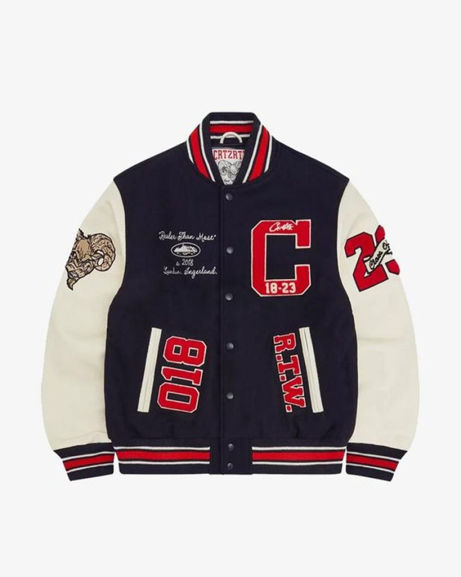 Secret Sneaker Store Online Corteiz Goat Varsity Jacket Navy | Streetwear