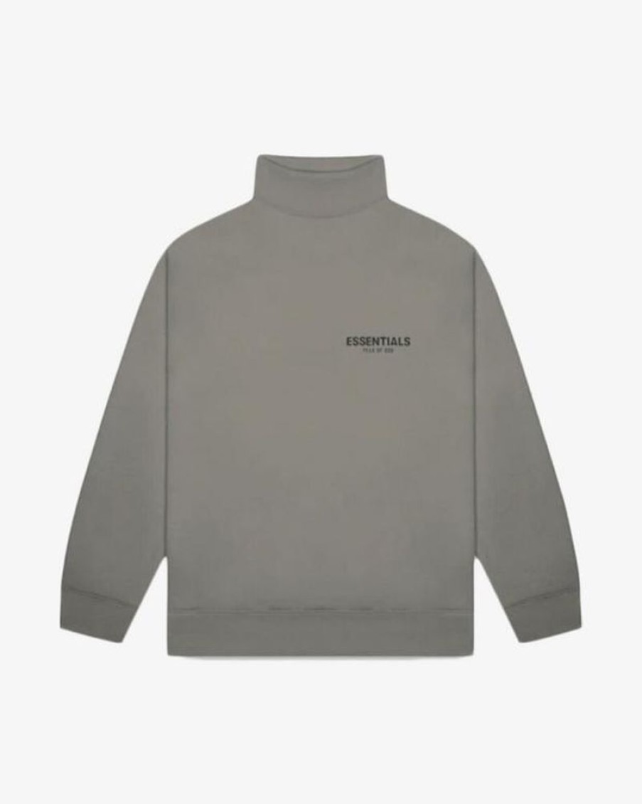 Secret Sneaker Store Online Fog Essentials Ss20 Silicon Applique Logo Charcoal Mockneck Crew | Streetwear