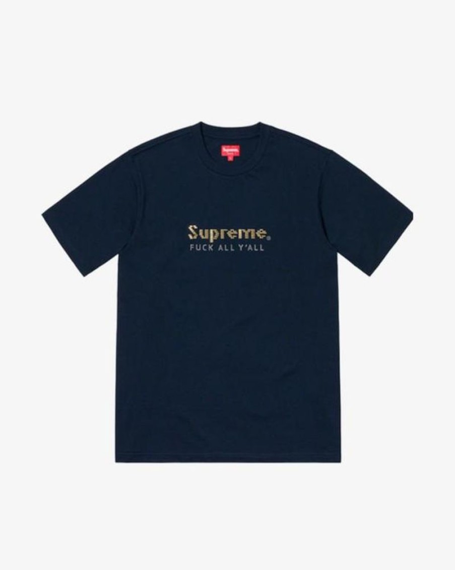 Secret Sneaker Store Online Supreme Ss19 Gold Bars Navy Tee (New) | Streetwear
