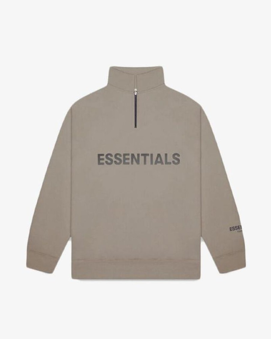 Secret Sneaker Store Online Fog Essentials Ss20 Silcon Applique Logo Taupe Half Zip | Streetwear