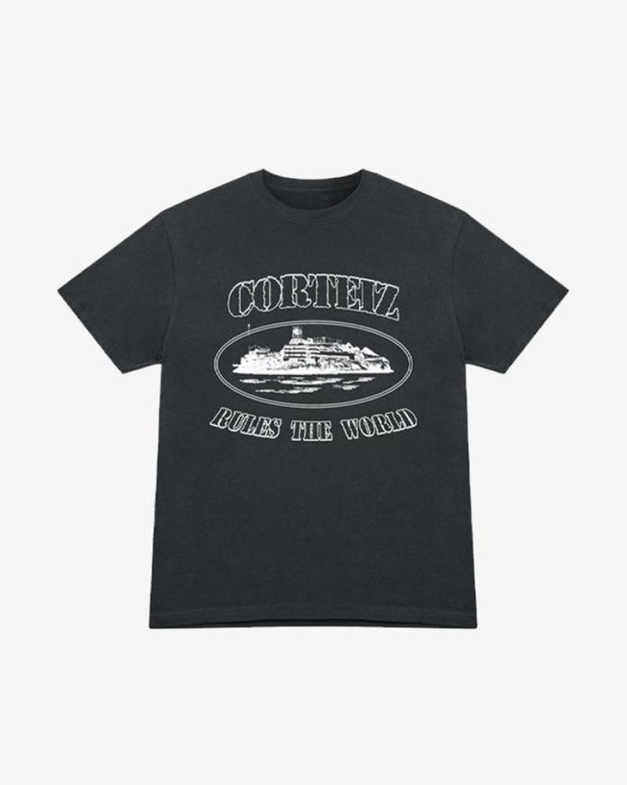 Secret Sneaker Store Online Corteiz Fw22 Og Alcatraz Black Tee | Streetwear