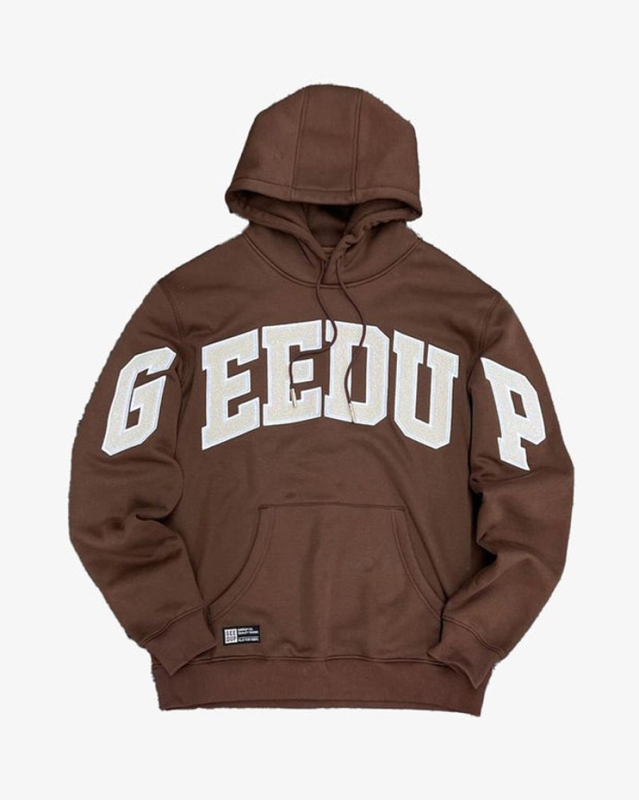 Secret Sneaker Store Online Geedup Team Logo Hoodie Brown White | Streetwear