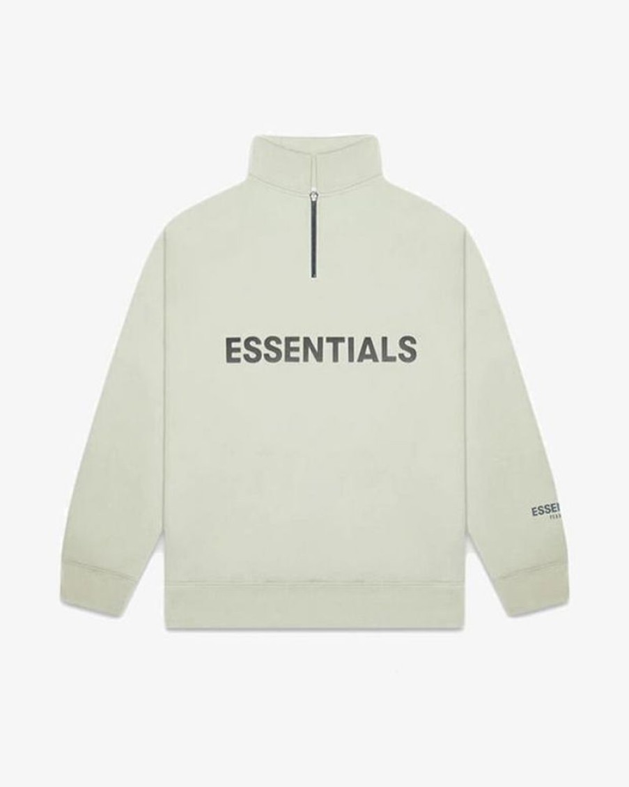 Secret Sneaker Store Online Fog Essentials Ss20 Silicon Applique Half Zip Pullover Sweater Sage | Streetwear