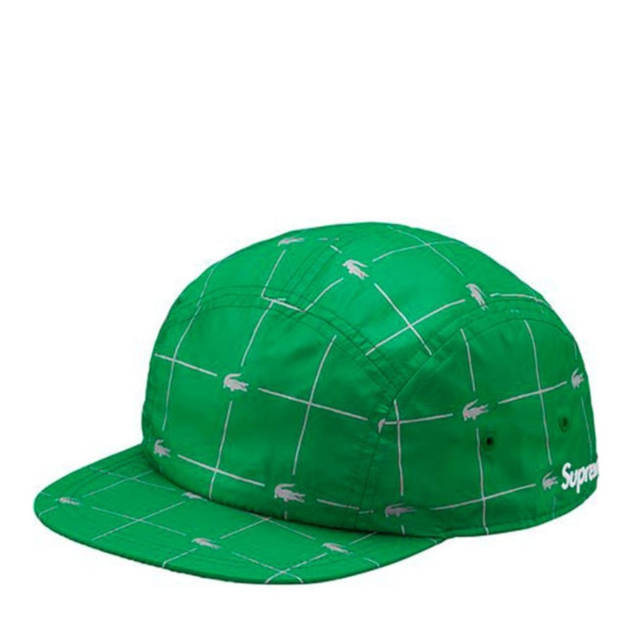 Secret Sneaker Store Online Supreme X Lacoste Ss18 Reflective Grid Nylon Green Camp Cap - | Caps