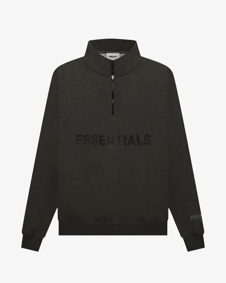 Secret Sneaker Store Online Fog Essentials Fw20 Silicon Applique Half Zip Weathered Black Mockneck | Streetwear