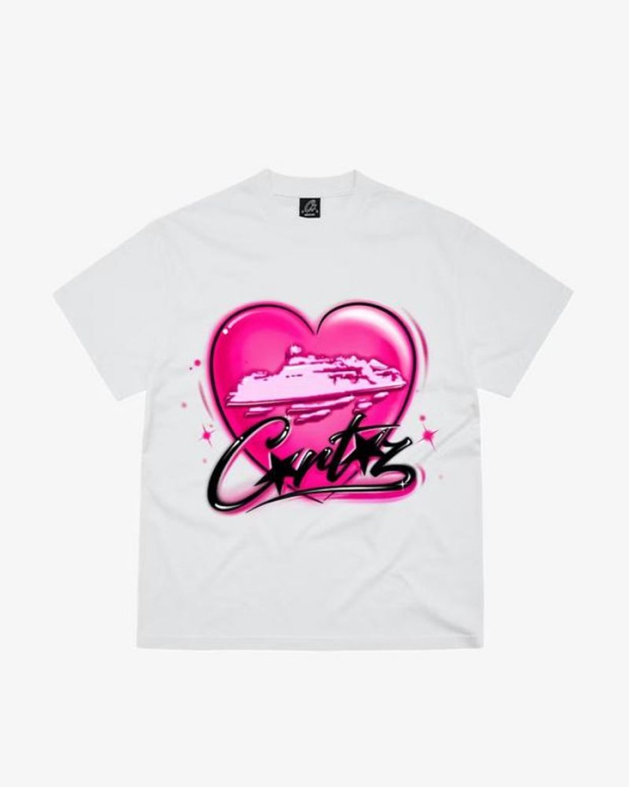 Secret Sneaker Store Online Corteiz Pink Heart White Tee | Streetwear