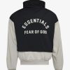 Secret Sneaker Store Online Fog Essentials Fw24 Nylon Fleece Layered Hoodie Seal / Jet Black (New) | Hoodies