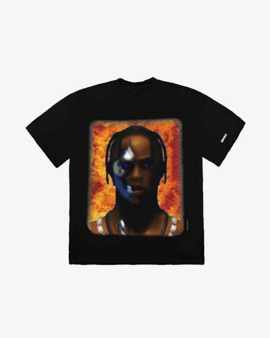 Secret Sneaker Store Online Travis Scott X Fortnite T-3500 Portrait World Black Tee (New) | Streetwear