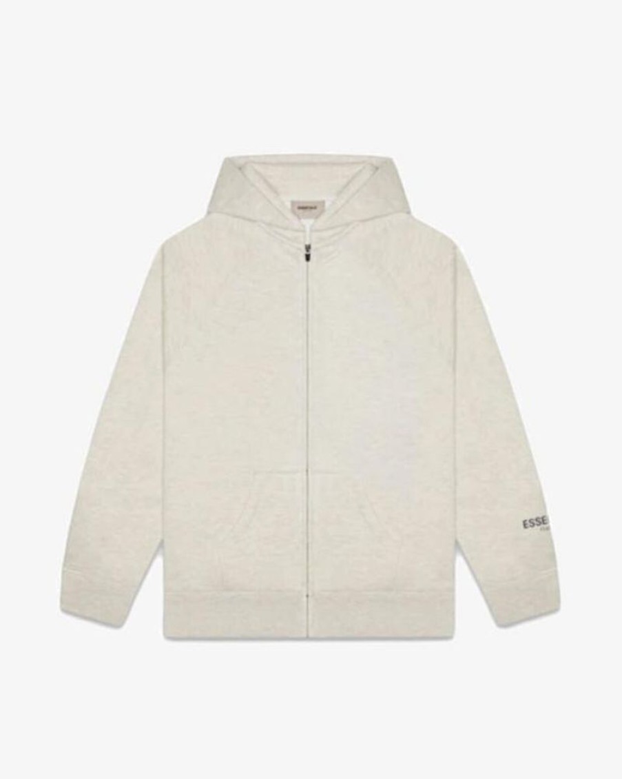 Secret Sneaker Store Online Fog Essentials Ss20 Silicon Applique Logo Oatmeal Zip Up Hoodie (New) | Hoodies