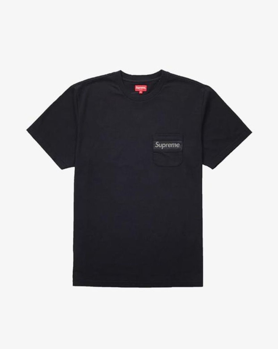 Secret Sneaker Store Online Supreme Ss19 Mesh Logo Pocket Black Tee - | Streetwear